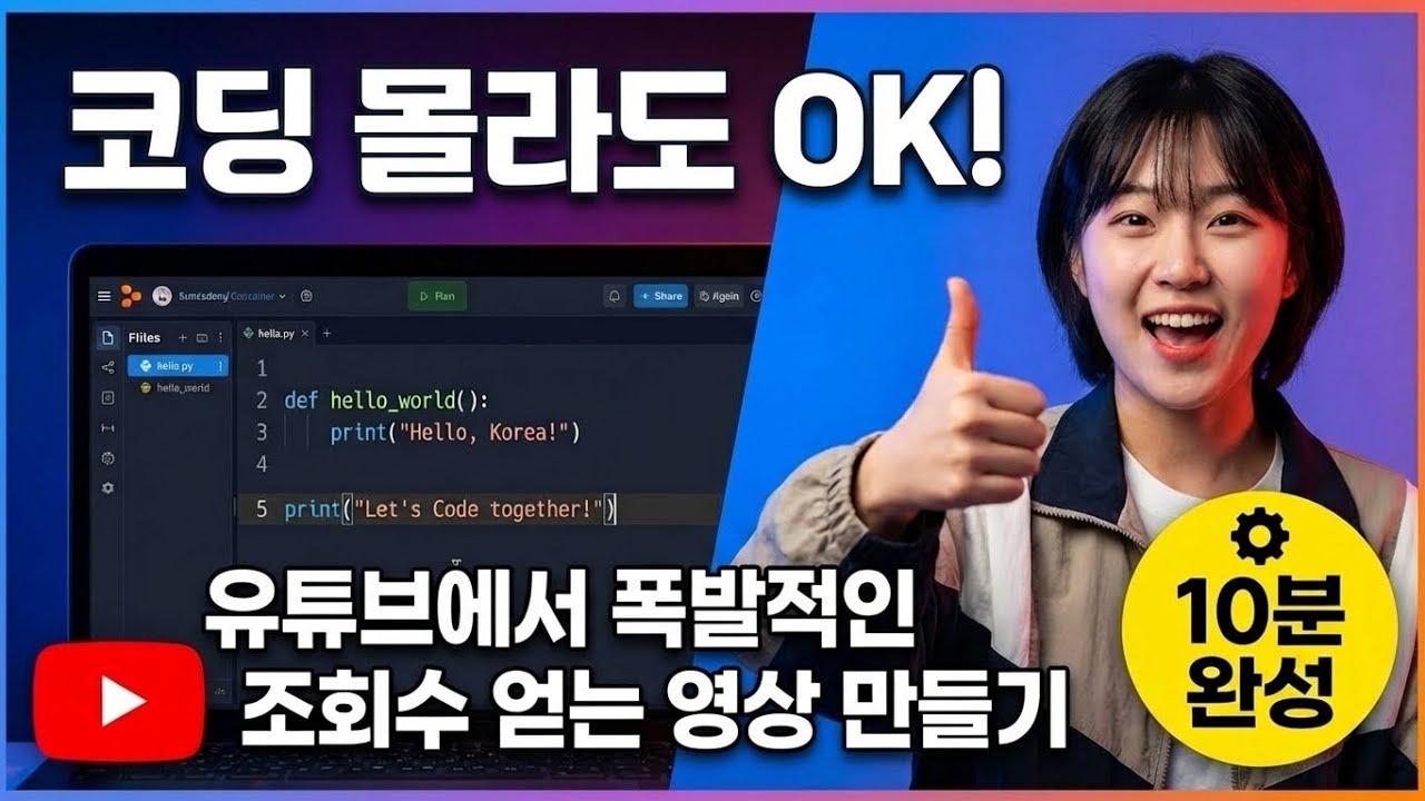 ⁣코딩 몰라도 10분만에 완성! 유튜브 자동화 프로그램 만들기 (무료) replit 유튜브프로그램 #Replit #코딩초보 #유튜브자동화 #노코드 #바이브코딩 #코딩배우기