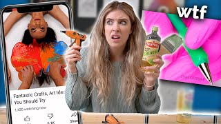 ARTIST Tests 5 MINUTE CRAFT ART Hacks for the FIRST Time...yikes