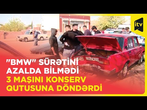 Gəncədə zəncirvari qəza - 4 avtomobil bir-birinə girdi