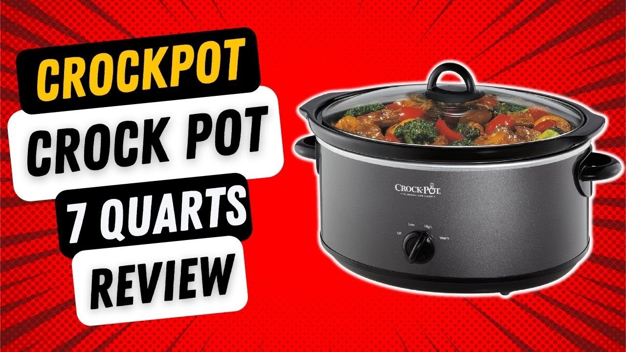 Crockpot 7-Quart Manual Slow Cooker, Red Stainless Steel 