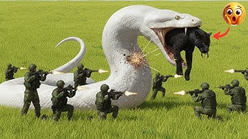 "Brave Heroes Save a Panther from a Giant White Python