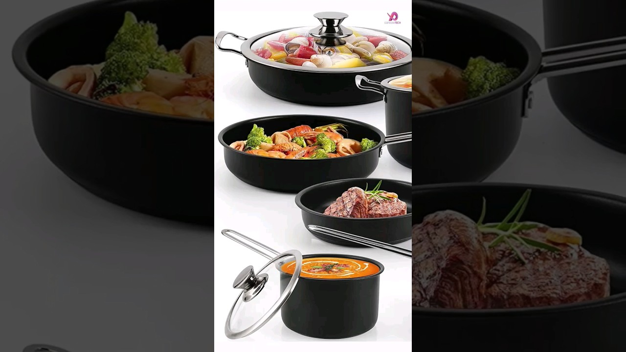 10-Piece Nonstick Kitchen Cookware with Stay-Cool Stainless Steel Handles