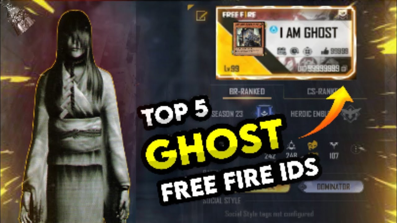 Top 5 ghost Id in free fire// free fire ghost I'd in tamil