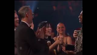 Billie Eilish cheering for Jon Batiste when he won Best Album of the Year