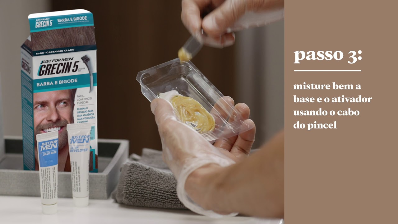 Como aplicar Just For Men Grecin 5 Barba E Bigode