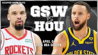 Golden State Warriors vs Houston Rockets Full Game Highlights | Apr 4 | 2024 NBA Season
