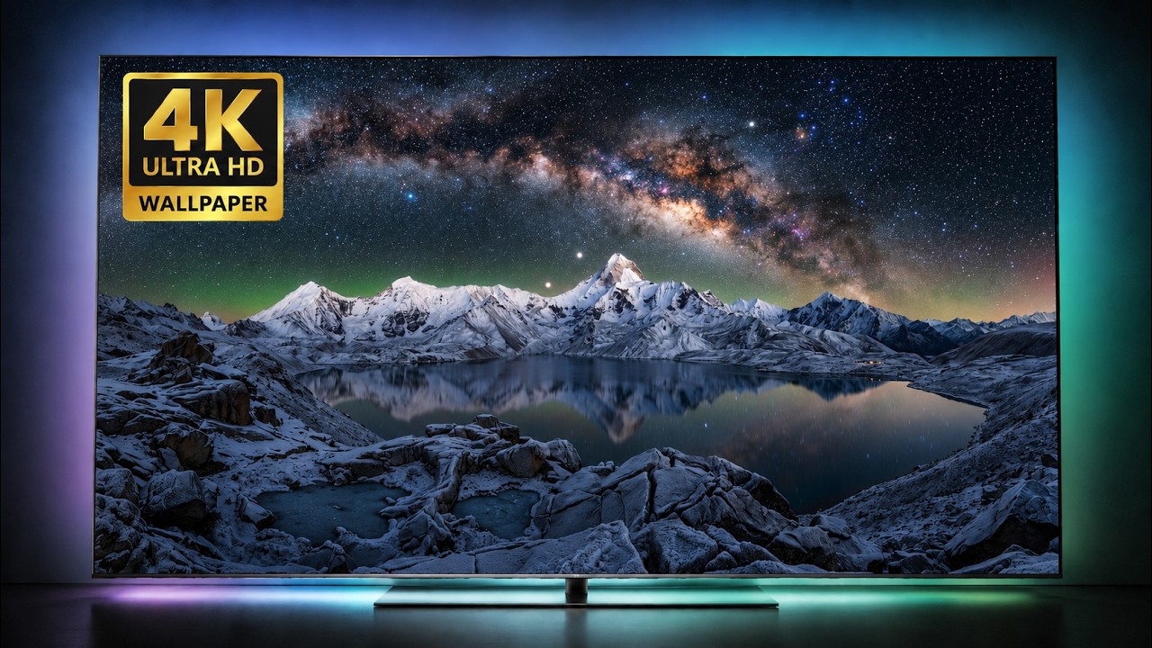 Snowy Mountain Milky Way Lake | 12 Hours 4K TV Wallpaper & Screen Art