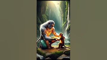 🐰 Rabbit SAVES Monkey from Waterfall?! 😱 #Shorts #viralvideo #hanuman #rabbit #monkey #ai