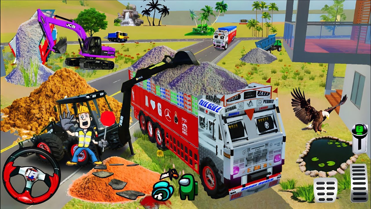 🔴Drive JCB and Uploading 🪨🏗Stone From Dumper🌋 Truck in Game 