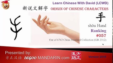 Origin of Chinese Characters 0057 手 hand -Learn Chinese with Flash Cards