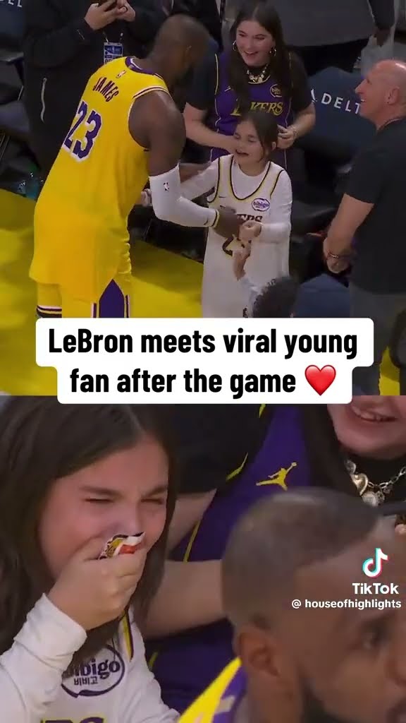 Lebron meets viral young fan #hoodnews #lakers #kingjames #fan #basketball #NBA #omg #i #viralvideo