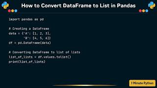 How to Convert DataFrame to List in Pandas