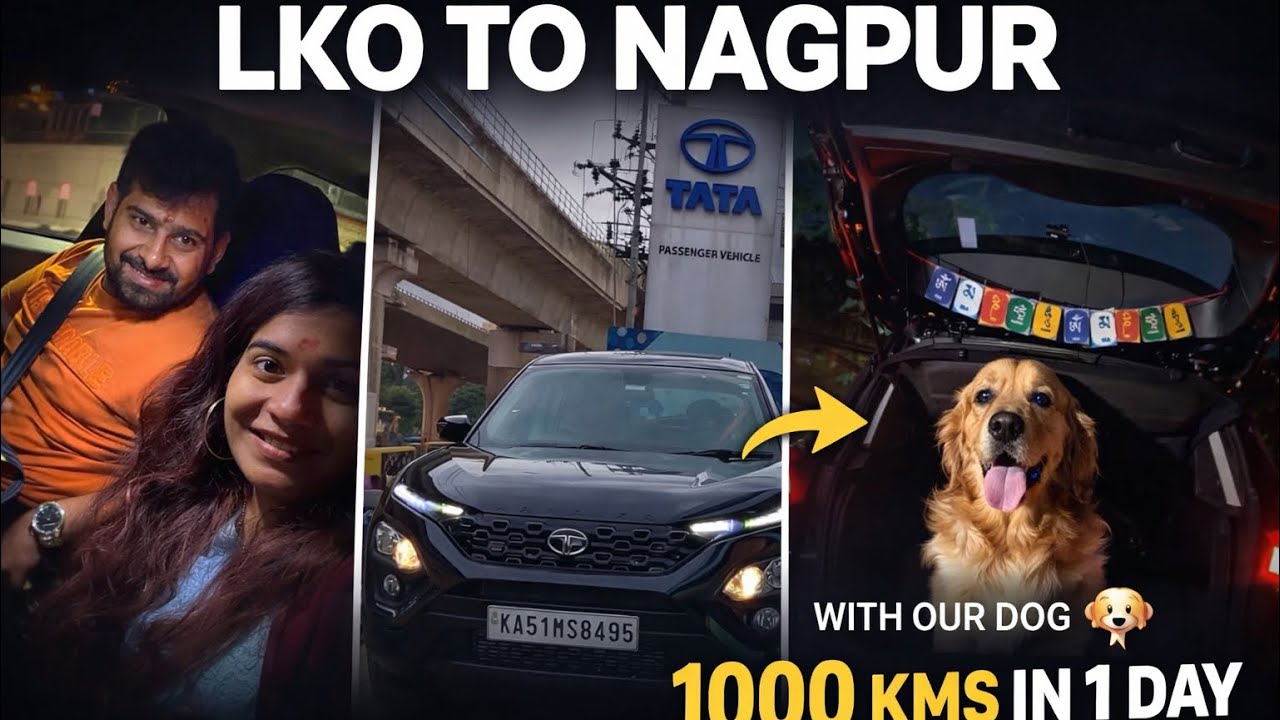 Part 1 | LKO to Nagpur Road Trip | 1000 KMs in 1 Day with Our Dog 🐶 | India Travel Vlog