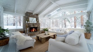 Warm Fireplace Comfort During Freezing Winter Snowfall | Snow Sounds for Focus & Relaxation screenshot 5