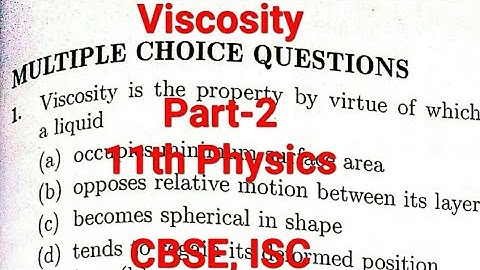 Multiple Choice Questions, chapter 10: mechanical properties of fluids, Viscosity, Part-2, class 11