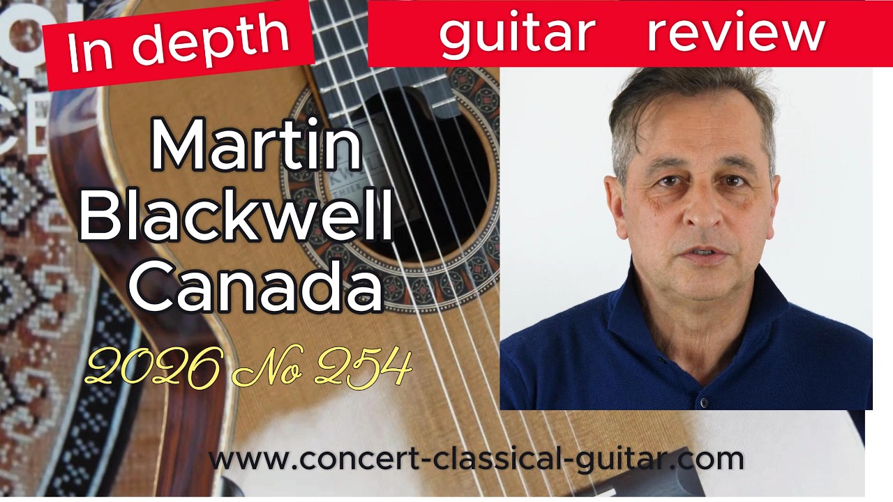 Review Martin Blackwell 2026 No 254 www.concert-classical-guitar.com

We just received this No.254 which has an inner core Balsa and Nomex.
Martin has more than 10  years of waiting list and all Blackwell guitars are already sold when they arrive.
This double-top produces fat and creamy notes and a long sustain with huge overtones, the sustain is long. A must.
The finest concert guitars are available at :
www.guitare-classique-concert.fr
www.concert-classical-guitar.com
www.klassische-meistergitarren.de

For any additional information: contact andre@guitare-classique-concert.fr