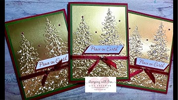 Distressed Embossed Gold Foil Painted Trees.