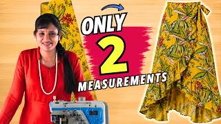 Only 2 Measurements! ✂️ Wrap Skirt Cutting & Stitching 👗 Easy Ruffle Skirt Tutorial 🔥