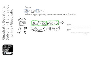 Quadratic Equations: Solve (a gt 1 and a not prime) Quadratic Algebraically (Grade 7) - OnMaths