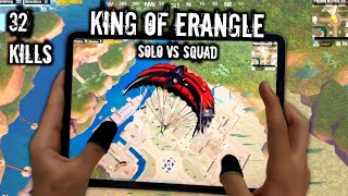 ERANGLE KING IS BACK 🔥 FULL RUSH 1 VS 4 | IPAD PRO 4-FINGERS CLAW + FULL GYRO HANDCAM