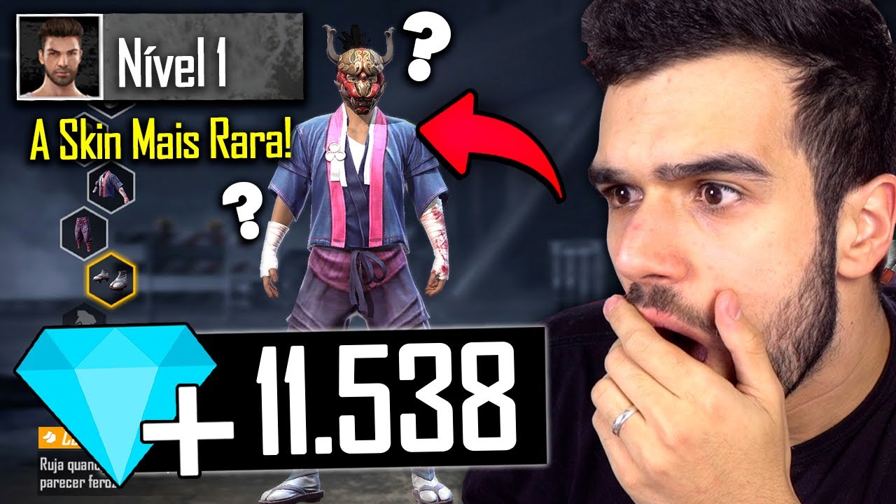 GEMANDO UMA CONTA NIVEL 1 COM A SKIN MAIS RARA DO FREE FIRE!! (gastei
