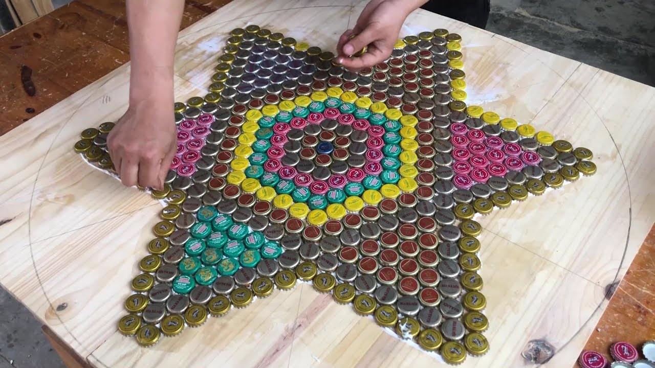Bottle Cap Art - DIY Cheap and Chic Bottle cap Table