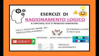 💡 #15  RAGIONAMENTO LOGICO esercizi con spiegazione (concorsi \/ test ingresso università)