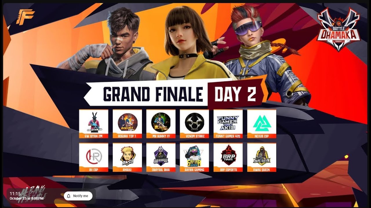 [🔴LIVE] GRAND FINAL DAY 2 | BATTLE DHAMAKA S2‪ | FREE FIRE - YouTube