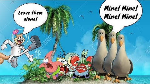 Spongebob and his friends attacks by Seagulls. #spongebob #findingnemo #funny