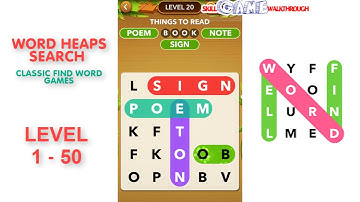Word Heaps Search Level 1 - 50 Walkthrough | SkillGameWalkthrough