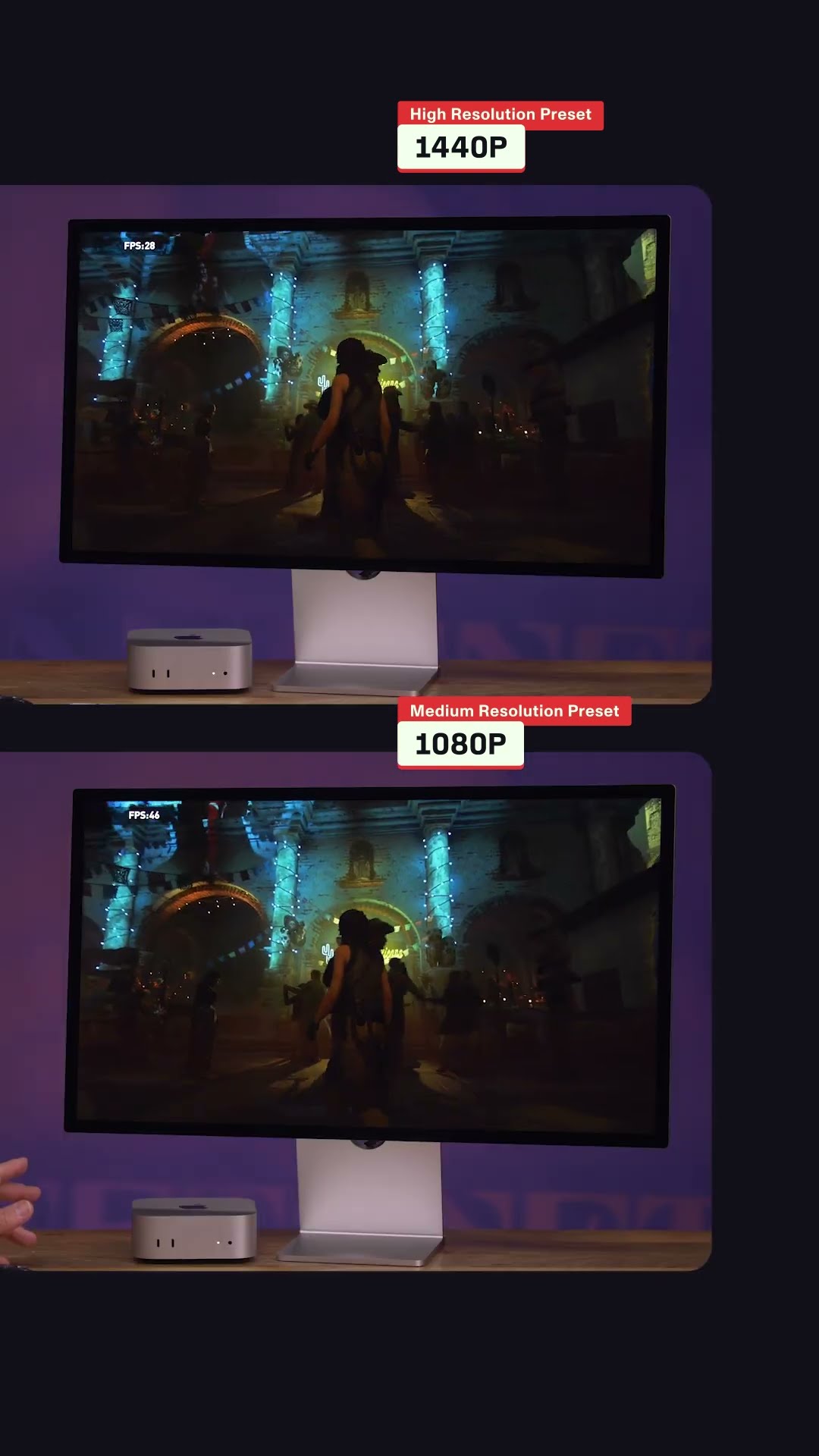M4 Mac Mini Gaming in 1440p vs. 1080p