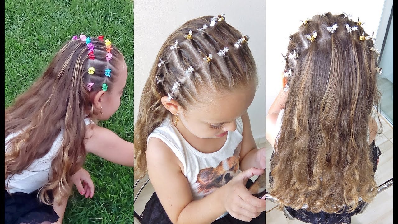 Penteado Infantil tiara de cabelo com liguinhas e piranhinhas - thptnganamst.edu.vn