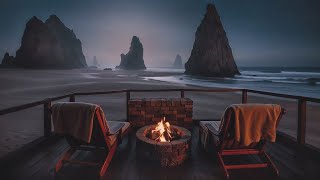 Night Ocean Porch Ambience: Stargazing & Relaxing Waves Sound