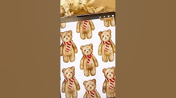 How to draw a Christmas teddy bear procreate watercolor #christmas  #procreate #digitalart #art