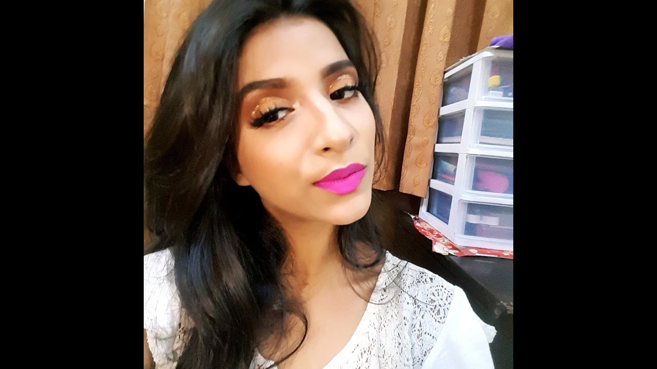 GRWM- Gilter cut crease with bold pink lips