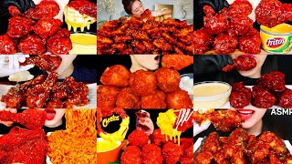 EXTREMELY SPICY SAUCY FRIED CHICKEN MUKBANG COMPILATION 🔥 BIG BITES SATISFYING ASMR KOREAN CHICKEN 