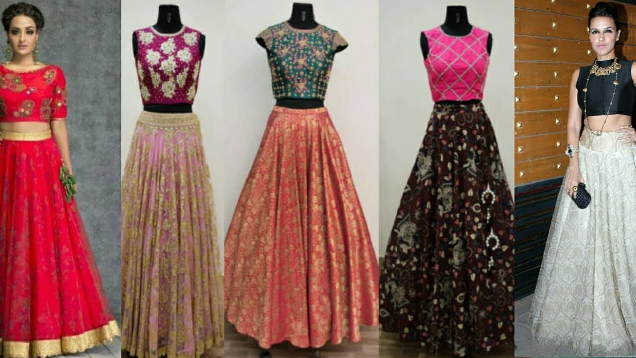 crop top and long skirt designer dress