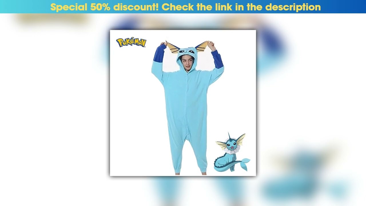 Discount Vaporeon Onesie For Adults Pokemon Halloween Cosplay Costume Women One-Piece Kigurumi Paja