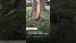 Lightning strike starts fire inside home
