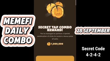 Memefi daily secret combo 29 September | Memefi Secret Reward Combo Today 28/9/2024 | #memficode