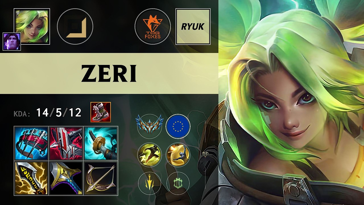 TOG Ryuk) Zeri ADC vs Draven - EUW Challenger Patch 26.13 - YouTube