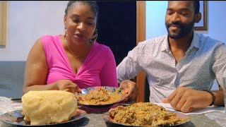 FUFU EGUSI AND OGBONO SOUP/the strength of A MAN  I HAD TO EAT FAST CUS OF  HIS BIG BITE MUKBANG