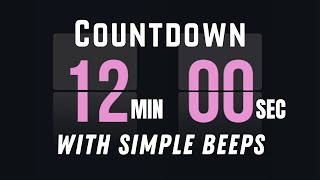 12‑Min Flip Clock Countdown Timer with Simple Beeps | Start & End Sound Effects