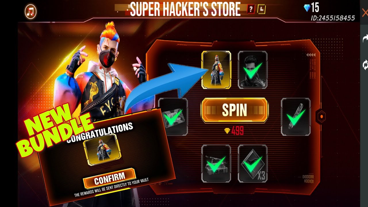 Super hacker store  in FREE FIRE// Free Fire new event in 1spin// FF new event
