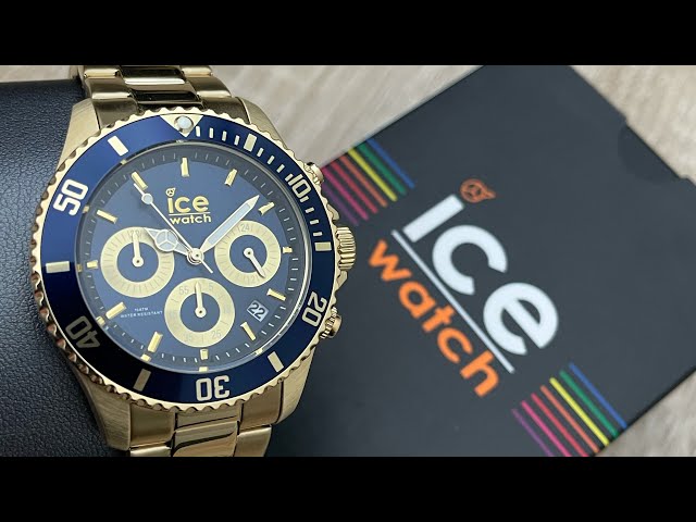 Ice Blue Gold Watch Tone Chronograph Men\'s (Unboxing) Dial Watch 017674 ​⁠@UnboxWatches - YouTube