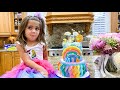 Nastya Exercises and eats Healthy food Mia & Mom's birthday surprises and sweets!