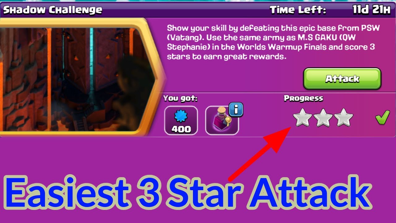 Easiest Way to "3 Star Shadow Challenge " in Clash of Clans||April Season||