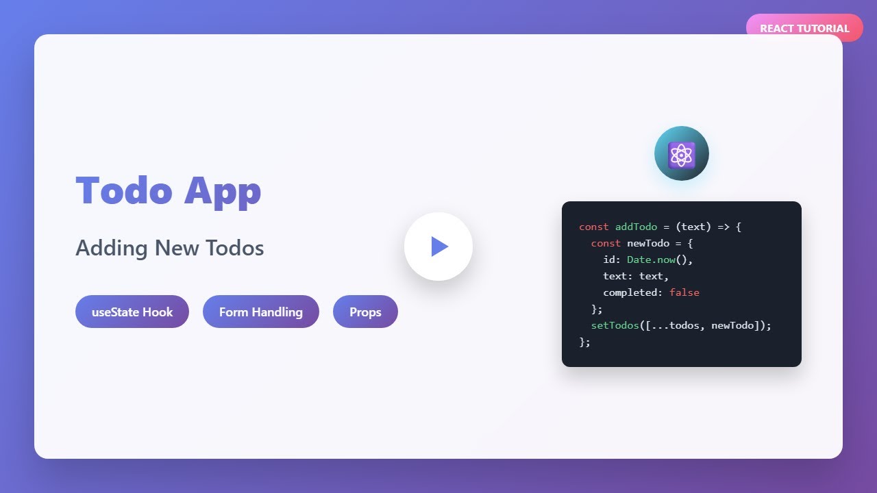 React Todo App: Implementing Add Functionality for Beginners - YouTube