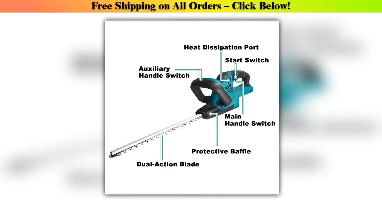 480MM Cordless Electric Hedge Trimmer Multifunction Double Blades Garden Lawn Mower Tools For