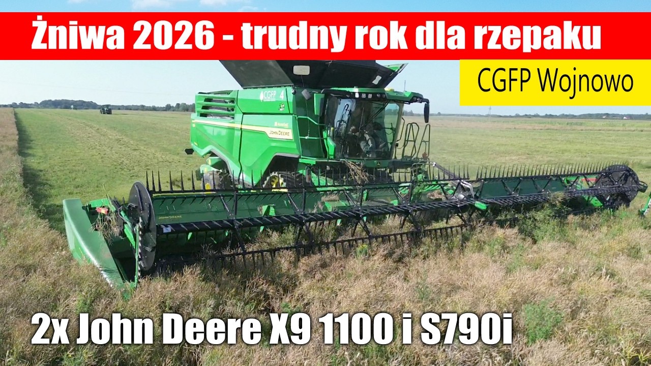 maxresdefault Żniwa 2026 w CGFP Wojnowo – trudny rok dla rzepaku. W polu 2x John Deere X9 i S790i